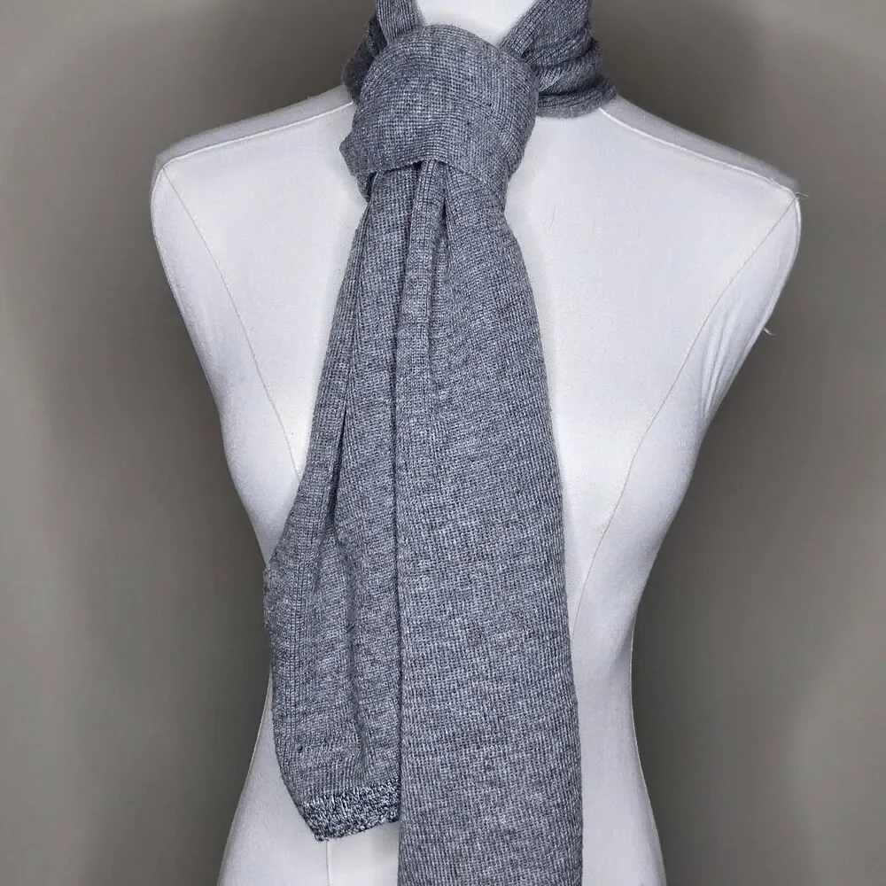 Kenneth Cole Reaction Mens Lightweight Scarf Winter Warm Grey Logo One Size